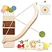 Tislly Wooden Kids Bow and Arrow Set Safe for Ages 3 Indoor Outdoor Archery Gift Toys for Children Boys Girls Includes 5 Arrows 5 Fruit Targets 1 Cotton Quiver - Image 3