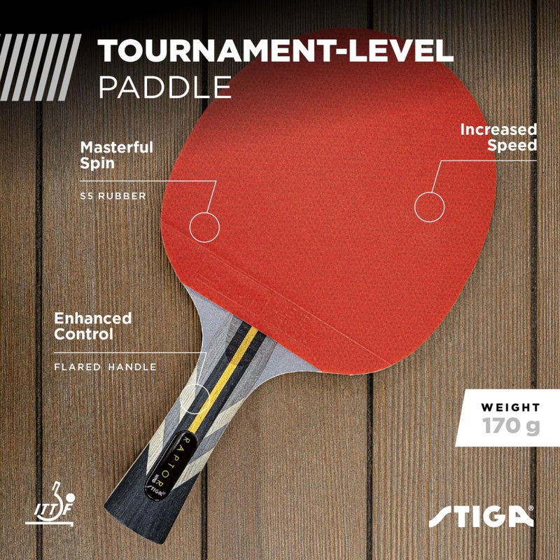 STIGA Carbon Fiber Ping Pong Paddle - 2mm Sponge, Flared Handle - Performance Table Tennis Racket, Black - Image 2