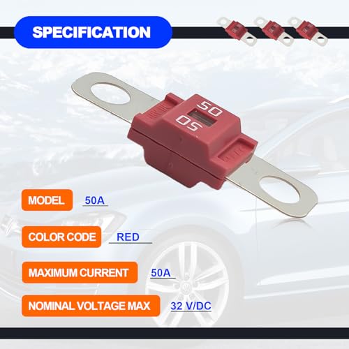 NOTISH 3PCS AMI/Midi Fuse, High Current 50A, for Cars, Buses, Trucks, Caravans, Construction Vehicles, Passenger Car, Electrocar Golf Cart, Motorhome - Image 5