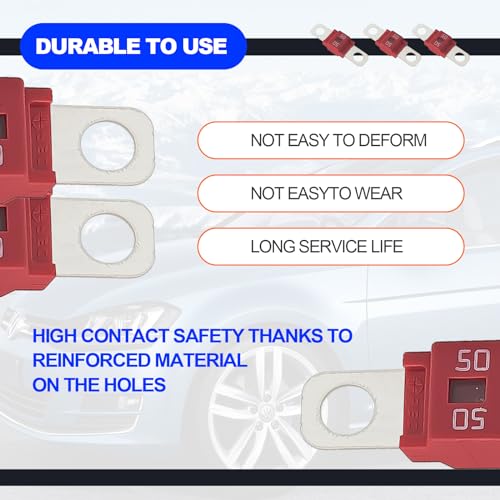 NOTISH 3PCS AMI/Midi Fuse, High Current 50A, for Cars, Buses, Trucks, Caravans, Construction Vehicles, Passenger Car, Electrocar Golf Cart, Motorhome - Image 4