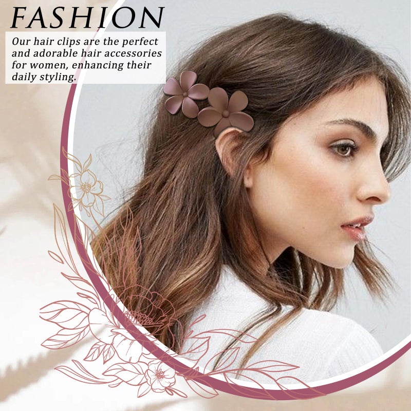 YONOY 6 Pcs Flower Hair Clips Matte French Hair Barrette Stylish Lay Flat Hair Clips for All Hair Types Non-Slip Hair Clamps Grab Elegant Hair Accessories for Women Girls - Image 4
