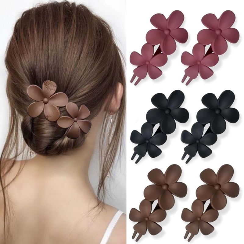 YONOY 6 Pcs Flower Hair Clips Matte French Hair Barrette Stylish Lay Flat Hair Clips for All Hair Types Non-Slip Hair Clamps Grab Elegant Hair Accessories for Women Girls - Image 1