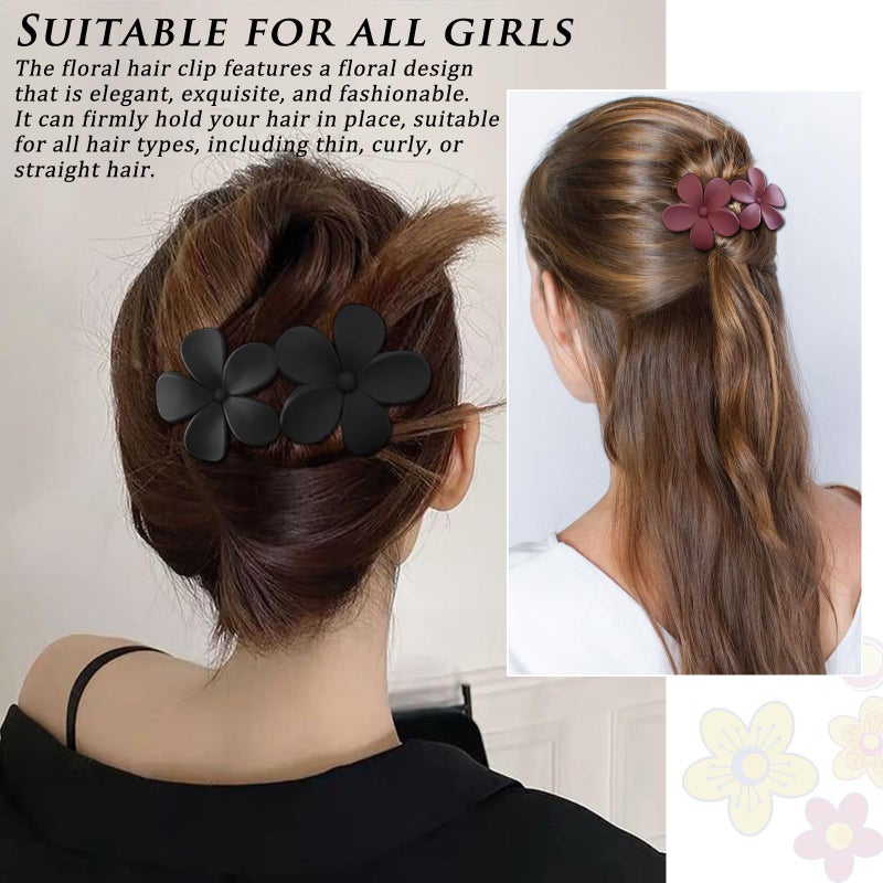 YONOY 6 Pcs Flower Hair Clips Matte French Hair Barrette Stylish Lay Flat Hair Clips for All Hair Types Non-Slip Hair Clamps Grab Elegant Hair Accessories for Women Girls - Image 3