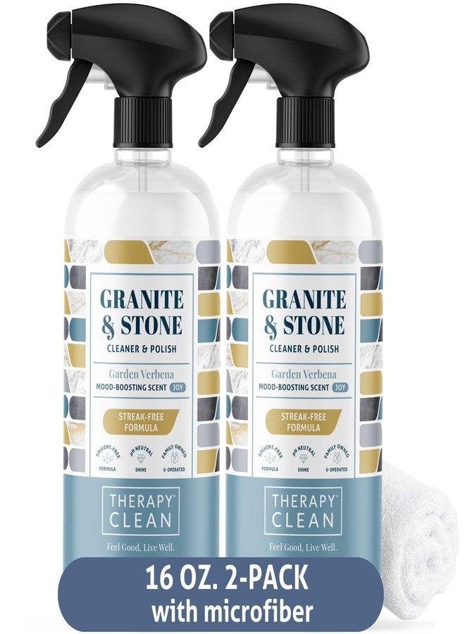Therapy Granite Countertop Cleaner & Polish (2 Pack - With Microfiber) - pH Neutral, Marble Cleaner, Soapstone, Quartz, Stone, Quartzite, Slate, Limestone, Corian, Laminate - Image 1