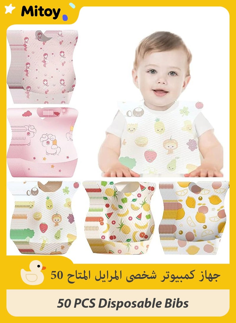 Mitoy 50 PCS Disposable Bibs for Girls and Boys, Portable Travel Bibs with Individual Package - Image 1