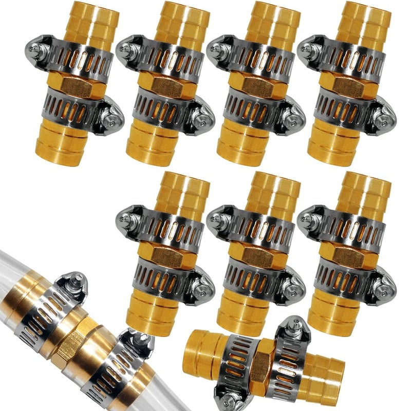 Fitvell 8Pcs 38 Inch Garden Hose Repair Mender Brass Water Hose Repair Kit Fitting Conectors Splicer with 16Pcs Stainless Clamp - Image 2