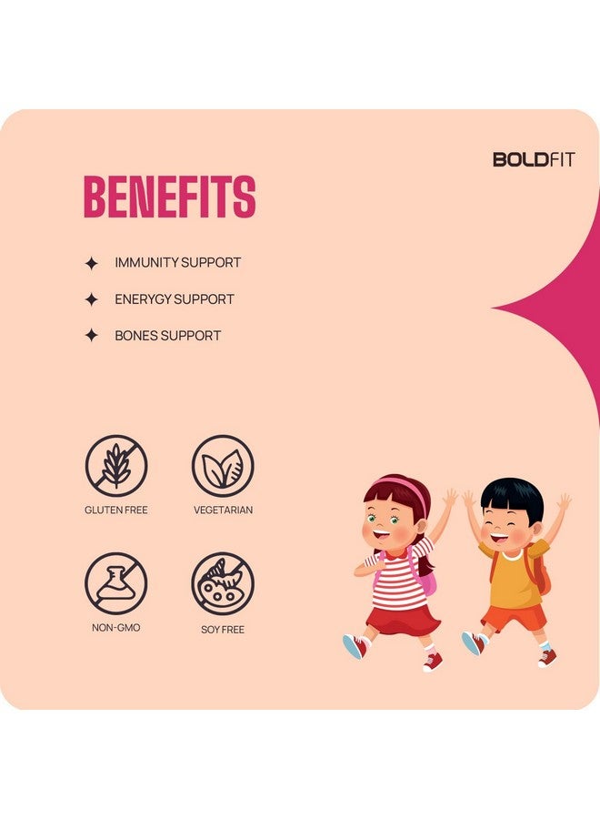 Boldfit Multivitamin Gummies for Kids Contains Vitamins C,E,B1, B2,B6,B7, and Magnesium Supports Immunity, Energy, and Bone Health -60 Multiflavor Gummies - Image 3