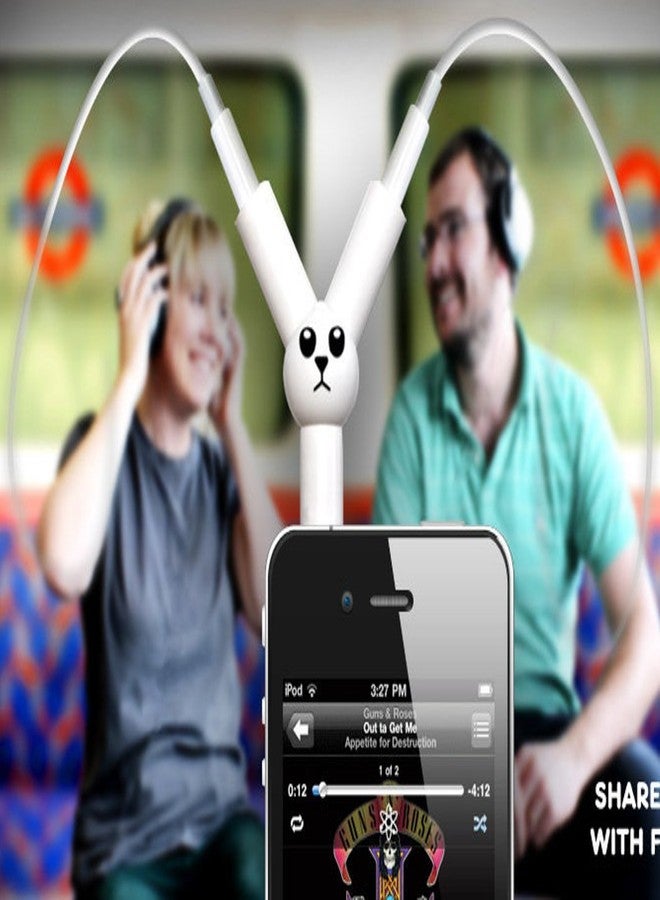 Suck UK Jack Rabbit Headphone Splitter - Portable & Easy to Plug in for Music Sharing - Rabbit Shaped Adapter Fits in Pocket Easily - Full Stereo Sound - Ideal Father's Day & Music Lover Novelty Gift - Image 3