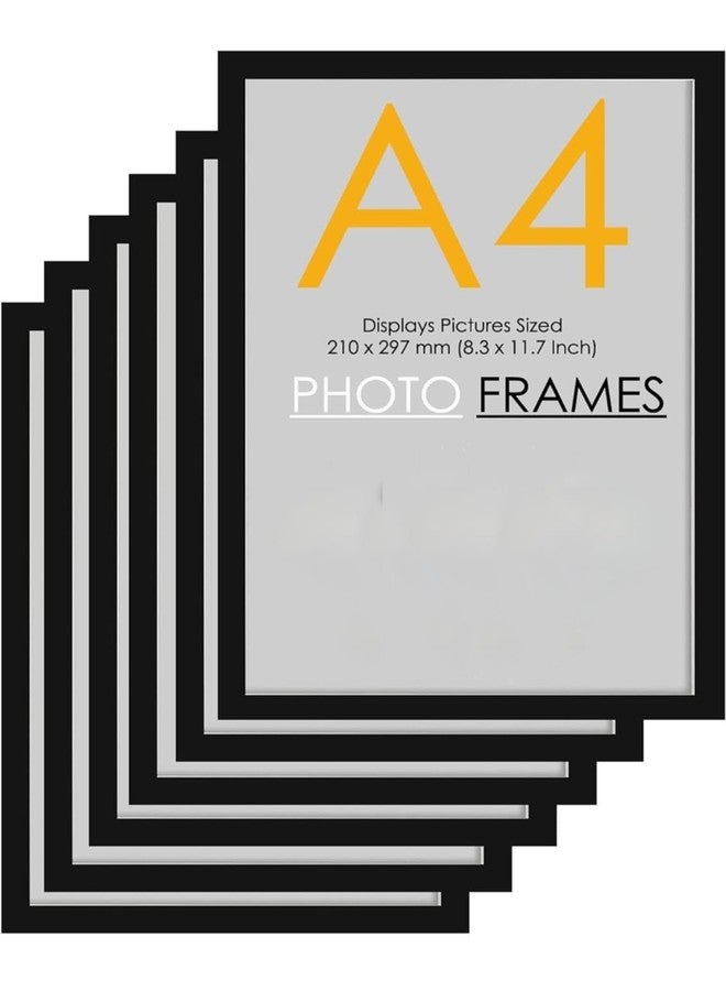 ashit A4 Size Photo Frame For Wall Set of 6 Black Picture Frame For Home and Office Decoration, Size -8x12 Inches - Image 1