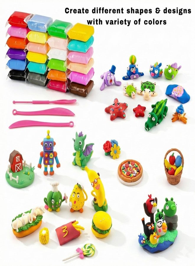 Right Air Dry Clay for Kids - 24 Pcs Soft Non-Toxic Modeling Clay Set with 3 Sculpting Tools | DIY Craft & Creative Toy for Boys & Girls - Image 4
