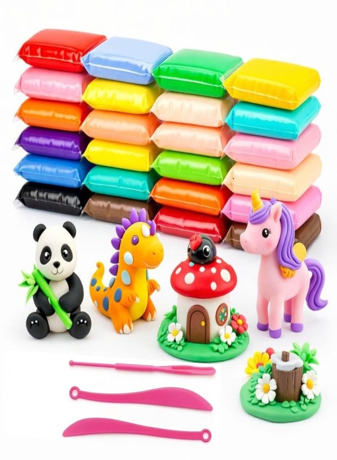 Right Air Dry Clay for Kids - 24 Pcs Soft Non-Toxic Modeling Clay Set with 3 Sculpting Tools | DIY Craft & Creative Toy for Boys & Girls - Image 1