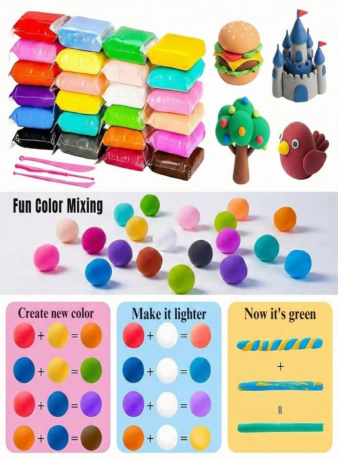 Right Air Dry Clay for Kids - 24 Pcs Soft Non-Toxic Modeling Clay Set with 3 Sculpting Tools | DIY Craft & Creative Toy for Boys & Girls - Image 2