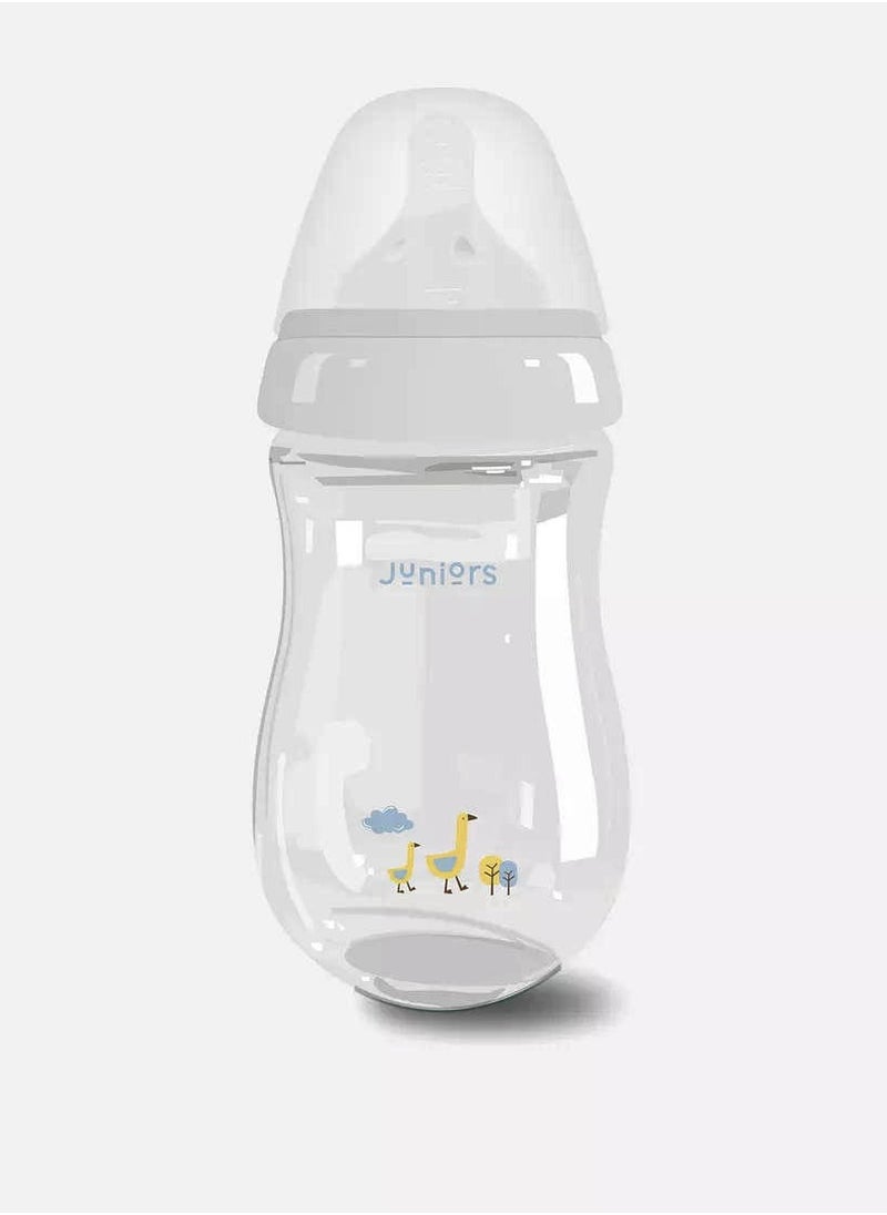 JUNIORS Just Like Nature 240 ML Glass Feeding Bottle With Anti Colic Teat White  - Image 1