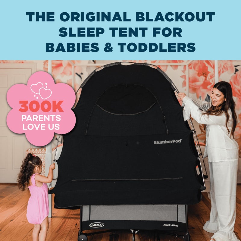 SlumberPod with Fan The Original Blackout Sleep Tent Travel Essential for Baby and Toddlers, Mini Crib and Pack n Play Cover, Sleep Pod with Monitor Pouch and Fan Pouch, Blocks 95%+ Light, Black - Image 2