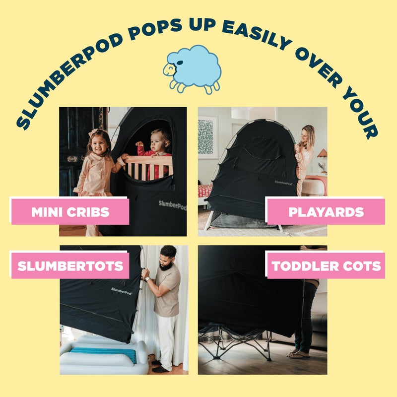 SlumberPod with Fan The Original Blackout Sleep Tent Travel Essential for Baby and Toddlers, Mini Crib and Pack n Play Cover, Sleep Pod with Monitor Pouch and Fan Pouch, Blocks 95%+ Light, Black - Image 4