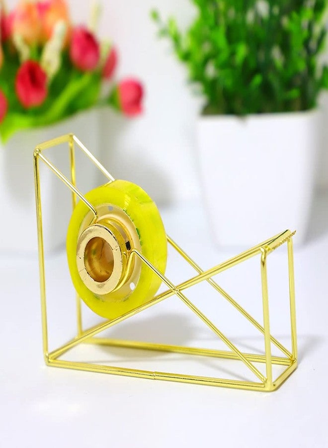 Teensery Metal Wire Tape Dispenser Desktop Tape Holder Tape Cutter for Home School Office Supplies, 1 Piece (Gold) - Image 3