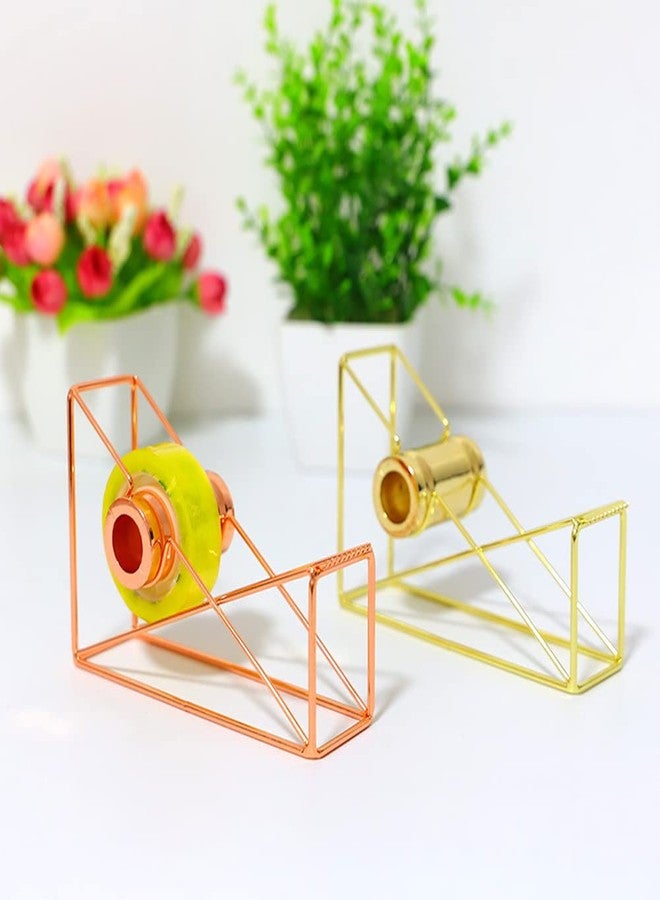 Teensery Metal Wire Tape Dispenser Desktop Tape Holder Tape Cutter for Home School Office Supplies, 1 Piece (Gold) - Image 2