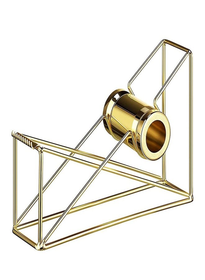 Teensery Metal Wire Tape Dispenser Desktop Tape Holder Tape Cutter for Home School Office Supplies, 1 Piece (Gold) - Image 1