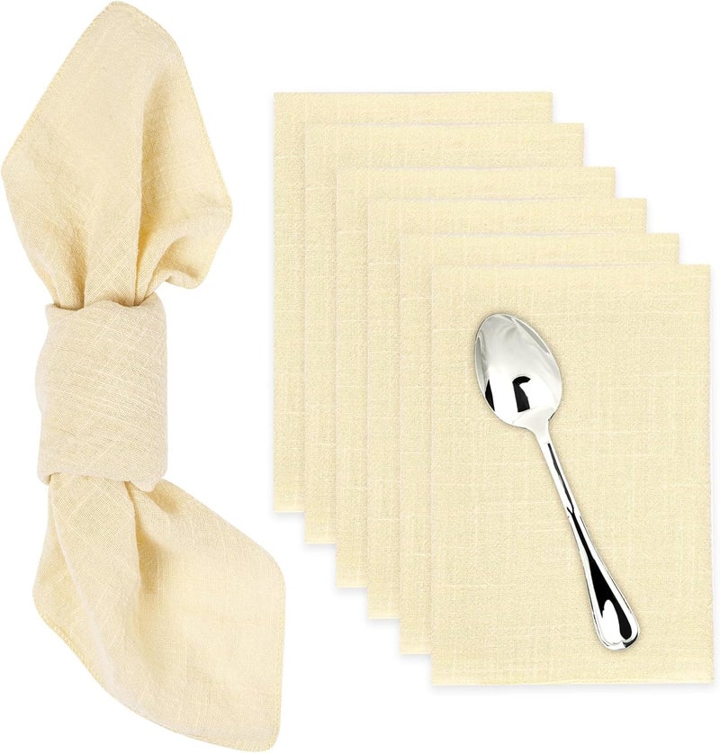 yeabwps Cotton Linen Cloth Napkins Set of 6 Dinner Kitchen Napkins Bulk 17 x 17 Thick Table Reusable Washable Napkins for Dinner Wedding and Parties 6 Champagne - Image 1