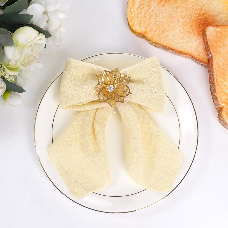 yeabwps Cotton Linen Cloth Napkins Set of 6 Dinner Kitchen Napkins Bulk 17 x 17 Thick Table Reusable Washable Napkins for Dinner Wedding and Parties 6 Champagne - Image 4