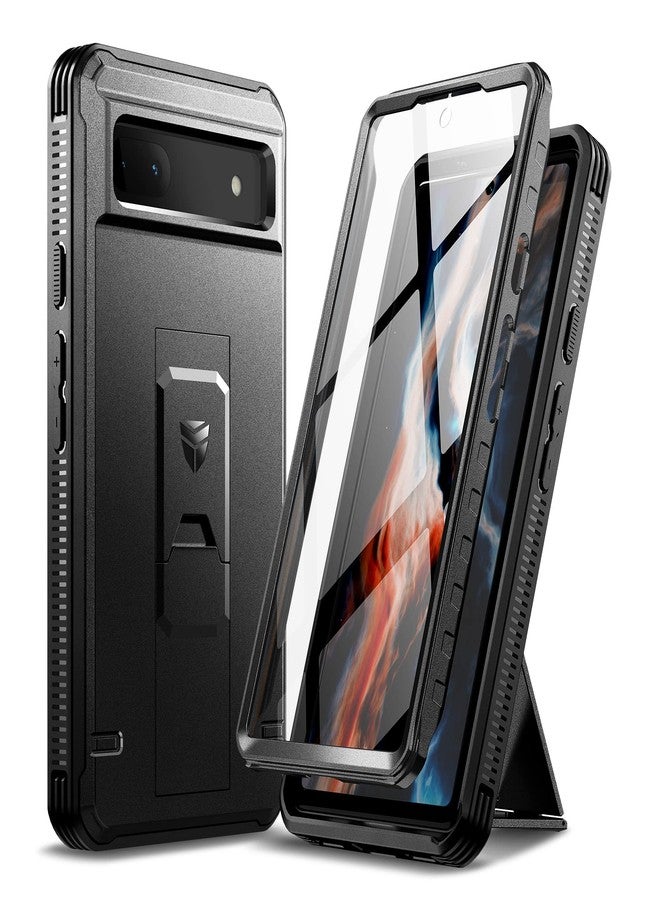 ديكسنور جراب Dexnor كامل للجسم لهاتف Google Pixel 6A، [واقي شاشة مدمج وحامل] غطاء واقٍ شديد التحمل مقاوم للصدمات بمواصفات عسكرية لهاتف Google Pixel 6A، أسود - Image 1