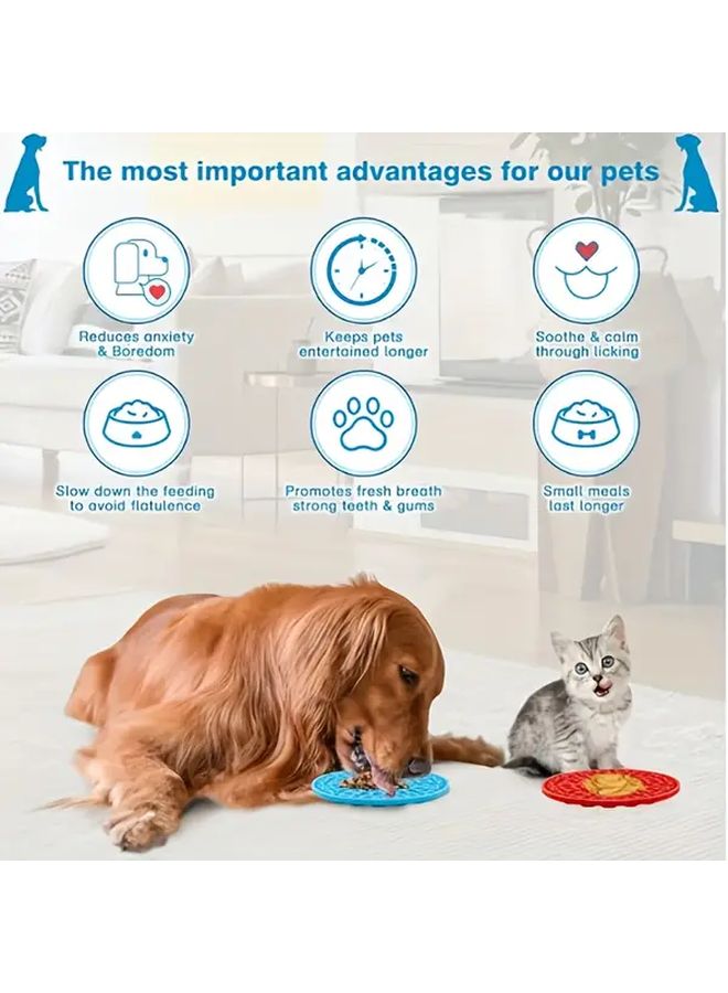 Dog Lick Mat 2 Piece Set Blue And Red Wall Mounted Pet Bathing Grooming Distraction Tool With Strong Suction Slow Feeder Pad Nonslip Design Easy To Clean For Small Dogs Bathing Time Helper Grooming Aid Training Tool - Image 4