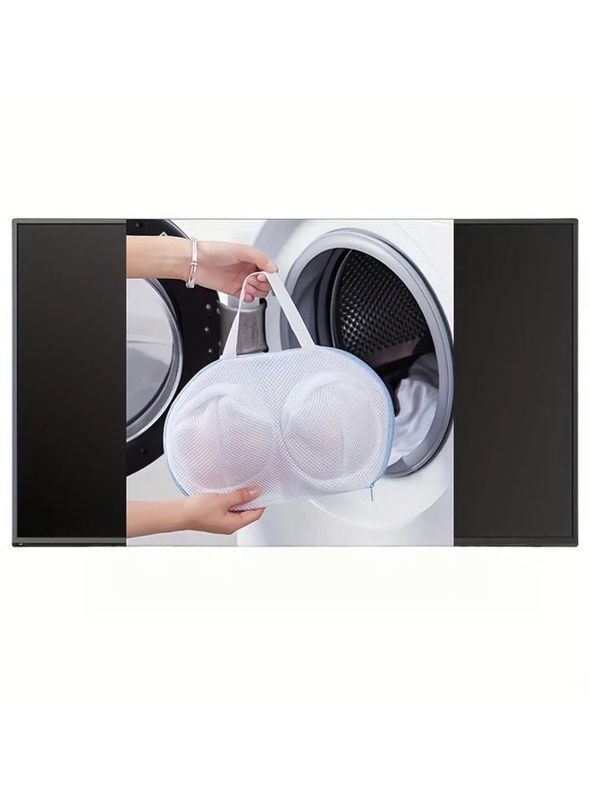 كيس غسيل قوي شبكي أبيض مع إغلاق بسحاب للملابس الحساسة - Image 1