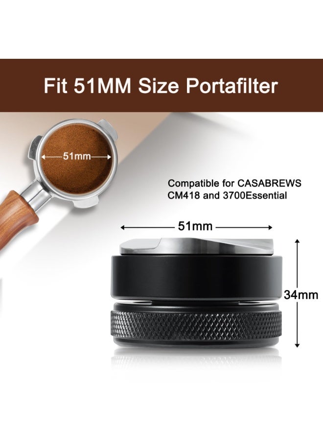 سيوو موزع قهوة 51 مم، أداة توزيع الإسبريسو متوافقة مع آلات الإسبريسو CASABREWS CM5418 و 3700Essential و Wirsh، موزع إسبريسو احترافي يناسب فلتر 51 مم، أسود - Image 2