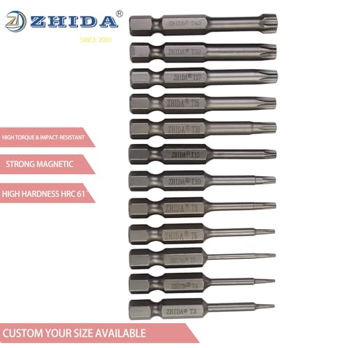 ZHIDA Torx Impact Screw Bit Set T3T4T5T6T8T10T15T20T25T27T30T40 1 Set - Image 3