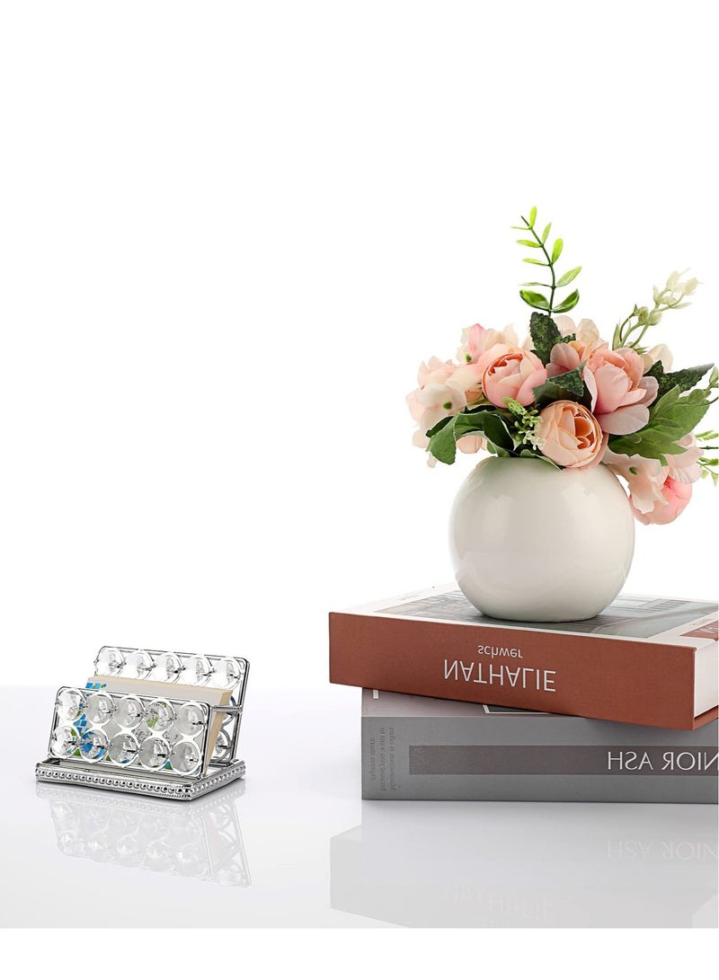KASTWAVE Crystal Business Card Holder Stand, Mirrored Name Card Display, Card Stand Organizer Desktop Business Card Storage Holder for Office Countertop (Silver,1 Slot) - Image 3
