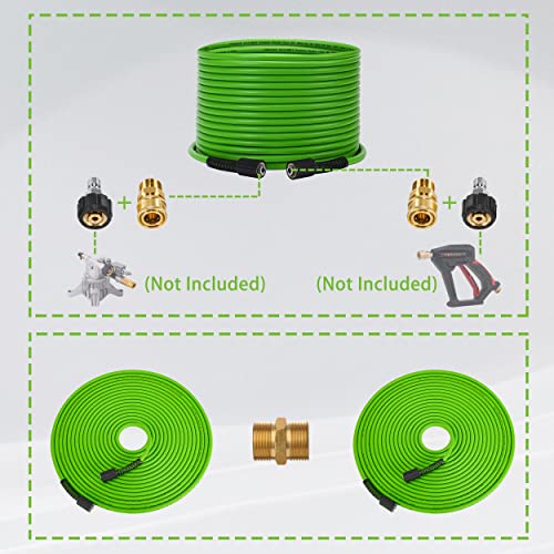PWACCS Pressure Washer Hose for Power Washer – 3600 PSI Kink Resistant Pressure Washing Extension Hose 100 FT x 1/4" – Universal Electric Power Wash Hose for Replacement – Compatible with M22 Fittings - Image 3