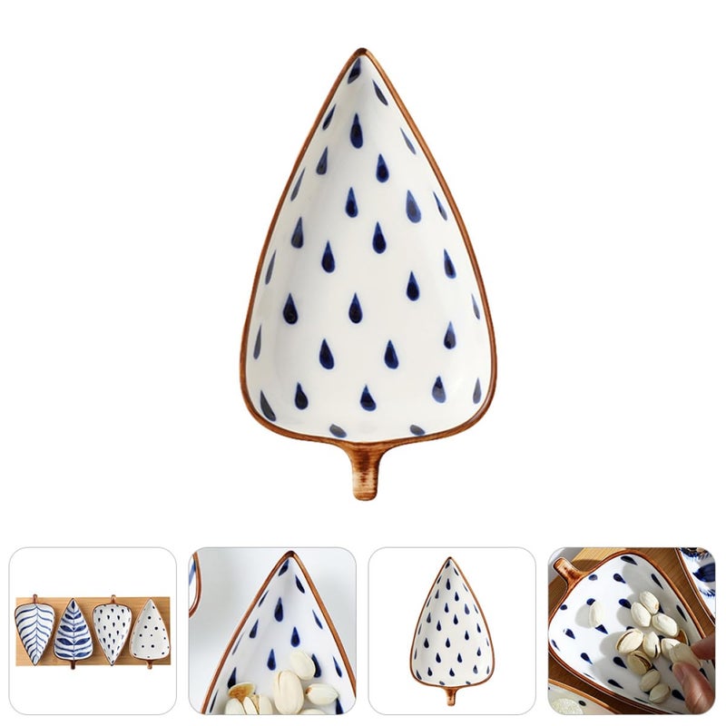 Hand Painted Japanese Leaf Ceramic Appetizer Plate For Kitchen Serving Desserts Snacks - Image 4