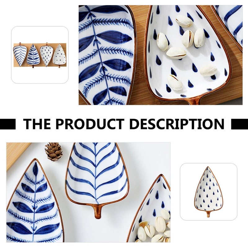 Hand Painted Japanese Leaf Ceramic Appetizer Plate For Kitchen Serving Desserts Snacks - Image 3