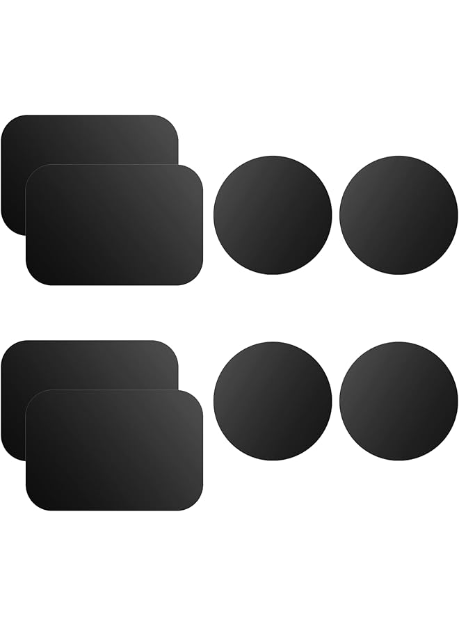 Green Tiger Mount Metal Plate for Phone Magnet Car Mount Holder Cradle with Adhesive, Universal Replacement Sticker Compatible with Magnetic Mounts - 8 Pack Black (4 Rectangle and 4 Round)