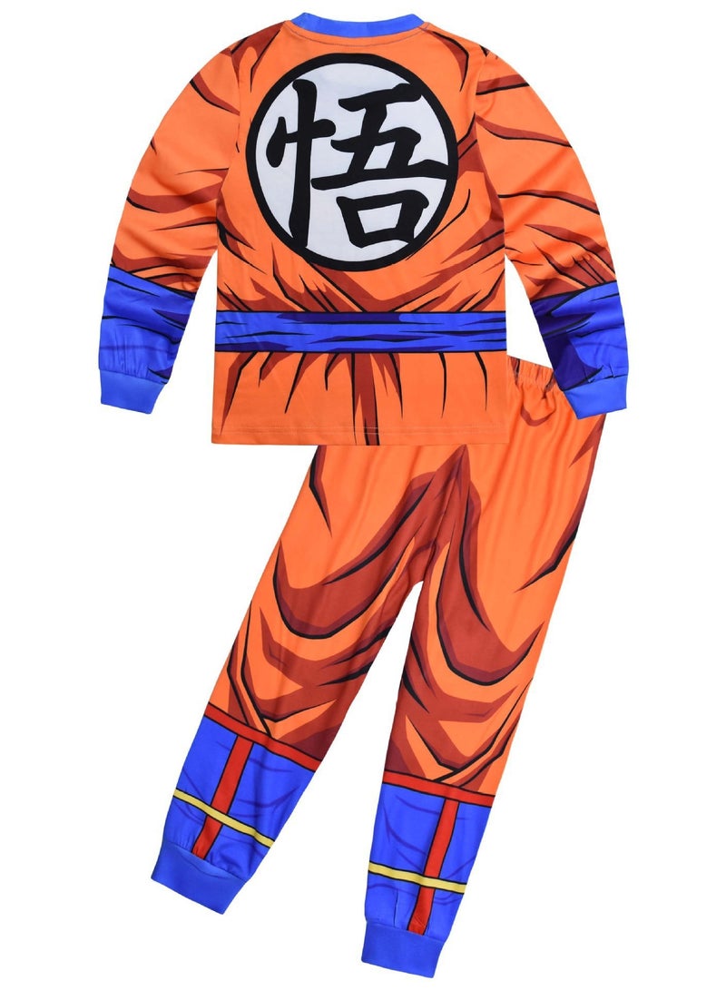 دراجون بول زد طقم ملابس منزلية مطبوع Goku Super Saiyan Kamehameha من Dragon Ball Z قميص طويل الأكمام وبنطلون مزيج قطن لعشاق الأنمي - Image 2