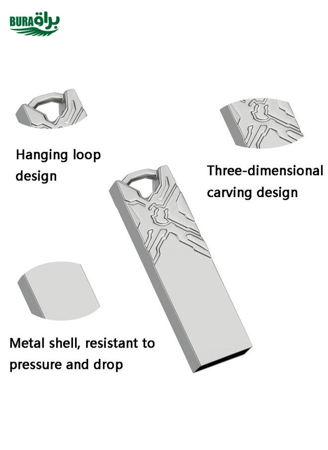 BURAQ Jg1 USB 2.0 High-Speed Metal Engraving Car USB Flash Drives, Capacity: 128GB(White)  - Image 4