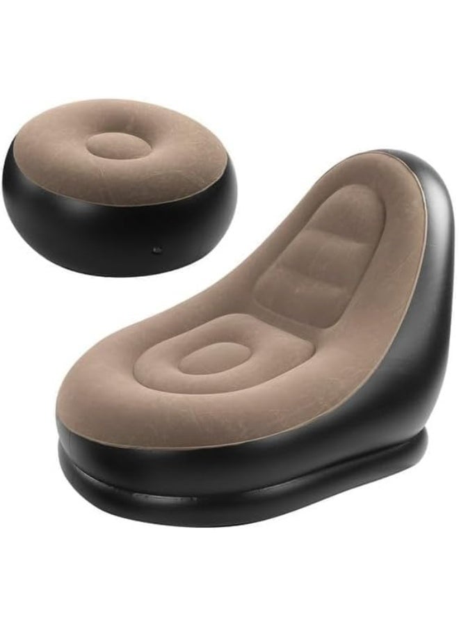 منتقي Best Inflatable Sofa & Lounge Chair Set with Footrest – Portable Air Couch for Indoor & Outdoor Use – Ideal for Gaming, Reading, Camping, Travel, Patio, Balcony, Backyard & Living Room - Image 1