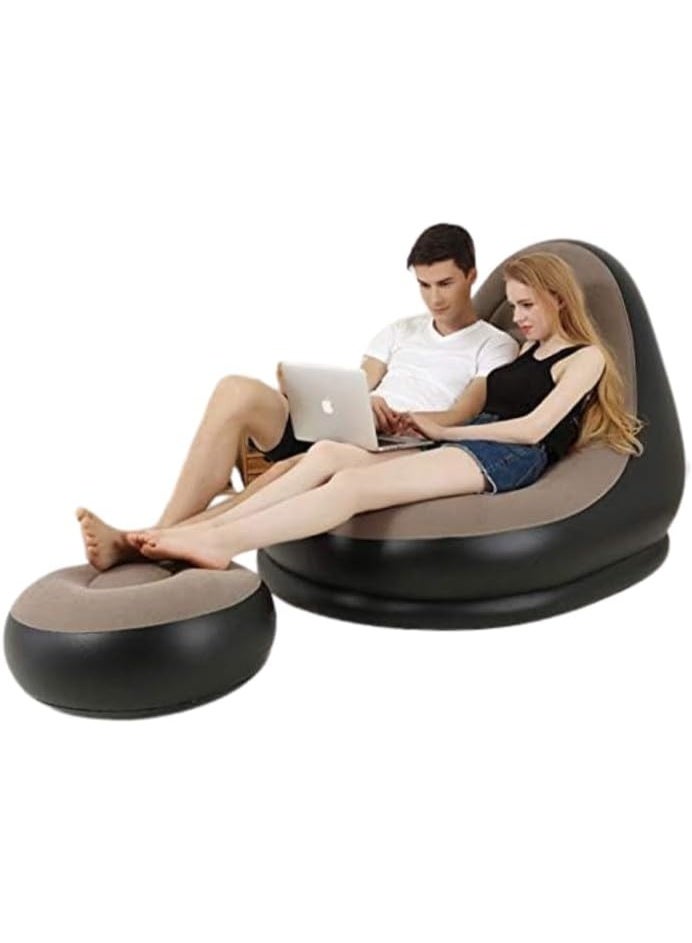 منتقي Best Inflatable Sofa & Lounge Chair Set with Footrest – Portable Air Couch for Indoor & Outdoor Use – Ideal for Gaming, Reading, Camping, Travel, Patio, Balcony, Backyard & Living Room - Image 3