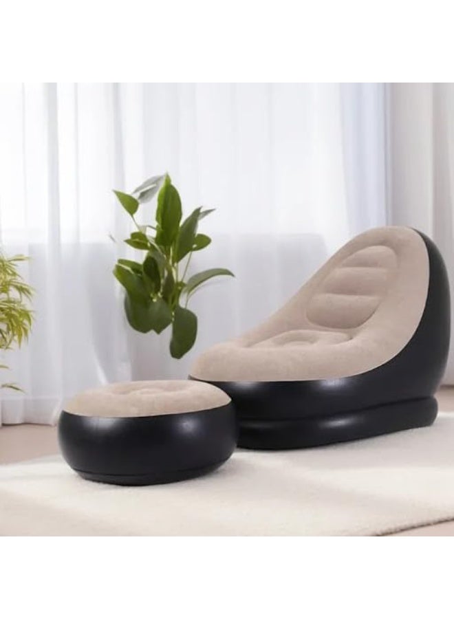 منتقي Best Inflatable Sofa & Lounge Chair Set with Footrest – Portable Air Couch for Indoor & Outdoor Use – Ideal for Gaming, Reading, Camping, Travel, Patio, Balcony, Backyard & Living Room - Image 5