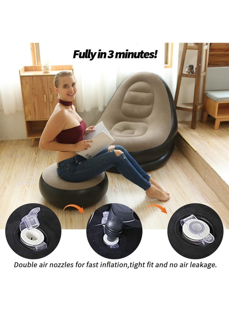 منتقي Best Inflatable Sofa & Lounge Chair Set with Footrest – Portable Air Couch for Indoor & Outdoor Use – Ideal for Gaming, Reading, Camping, Travel, Patio, Balcony, Backyard & Living Room - Image 4