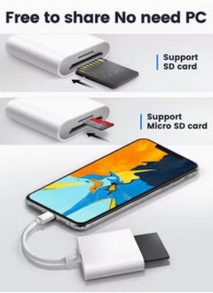 LAIAOCISI Micro SD Card/SD Card Reader for iPhone/iPad with Dual Slots Lightning Compatible with iPhone Adapter White  - Image 3