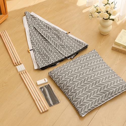GeerDuo Pet Teepee for Small Dogs Cats Rabbits, 24in Non-Collapse Portable Pet Tent with Washable Cushion, Cozy Private Pet House for Indoor Outdoor Travel Camping (Grey) - Image 2