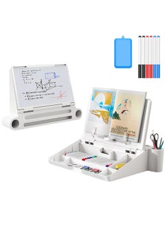 KASTWAVE book stand for reading with storage box. Erasable whiteboard storage box for drawing, notes, etc., multi-functional reading stand desktop organizer can hold laptops, tablets, music scores  - Image 1