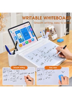 KASTWAVE book stand for reading with storage box. Erasable whiteboard storage box for drawing, notes, etc., multi-functional reading stand desktop organizer can hold laptops, tablets, music scores  - Image 5