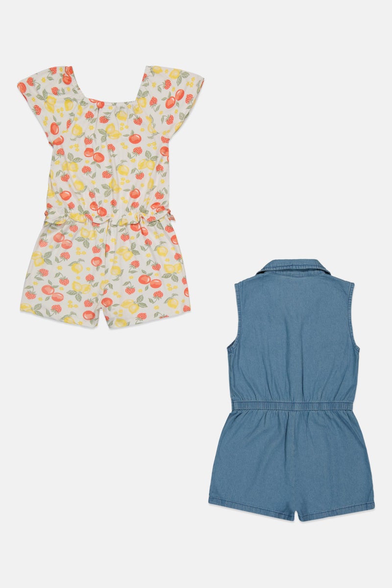 little lass Toddlers Girl 2 Pieces Allover Print Cap Sleeve Playsuit, Multicolor - Image 3