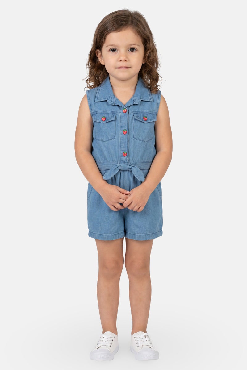 little lass Toddlers Girl 2 Pieces Allover Print Cap Sleeve Playsuit, Multicolor - Image 1