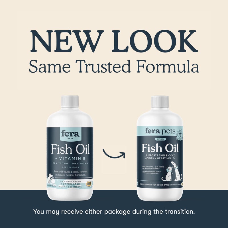 Fera Pets Fish Oil - Omega 3 for Dogs & Cats to Support Joints, Heart, Skin and Coat Health - Non GMO with Vitamin E - 8 oz - Image 2