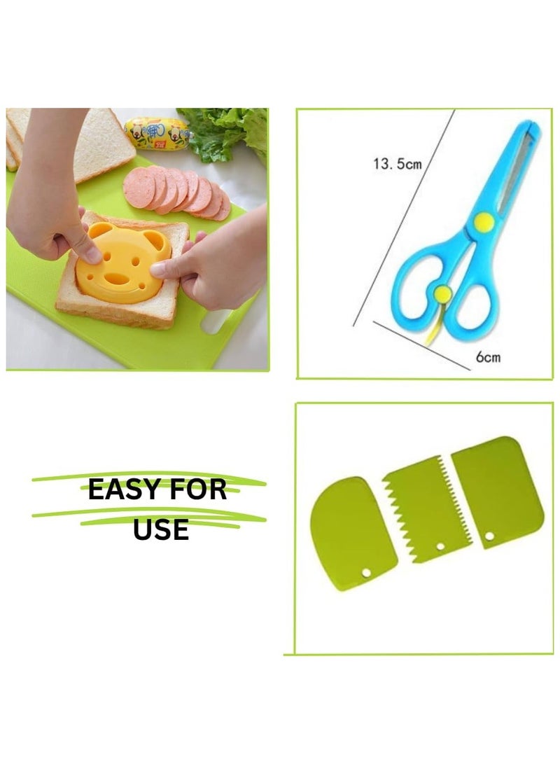 Zimtal Montessori Toy Set for Kids Knives includes a wood kids safe knife, a plastic toddler knife with sharp edges, a sandwich cutter, a Y-splitter, a curling cutter, and a cutting board. (17-pcs) - Image 4