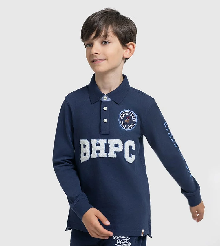 BEVERLY HILLS POLO CLUB Logo Appliqued Long Sleeves Polo T-Shirt