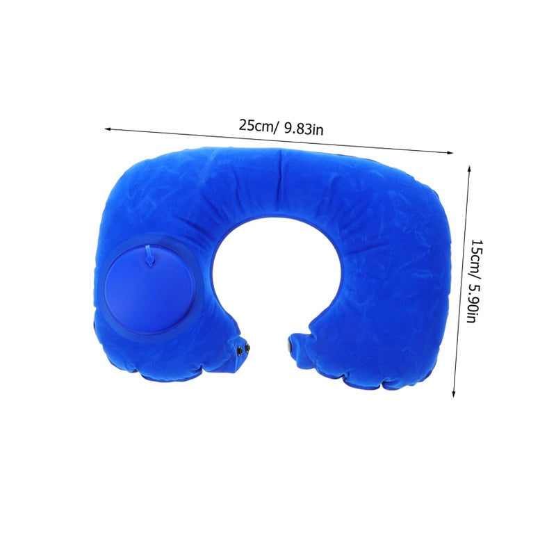 2Pcs Inflatable Travel Neck Pillow U Shaped Support Washable Blue for Airplane Car Office - Image 3